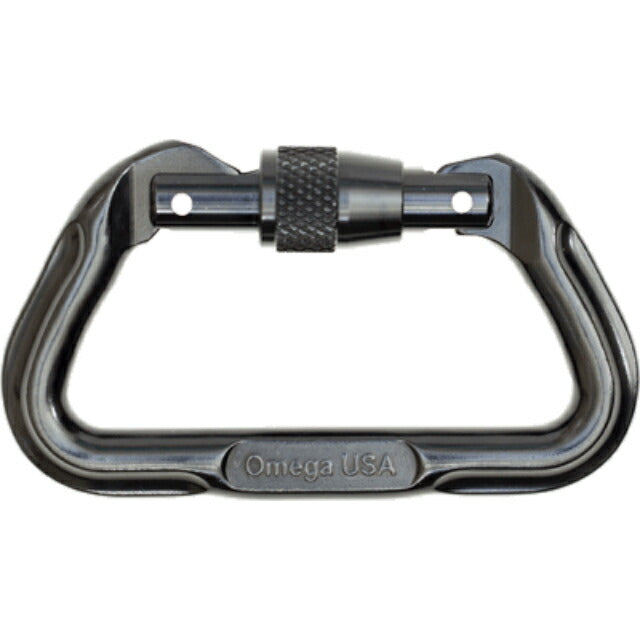 Omega Pacific Locking Climbing Carabiner, D, Screw Locking - Black