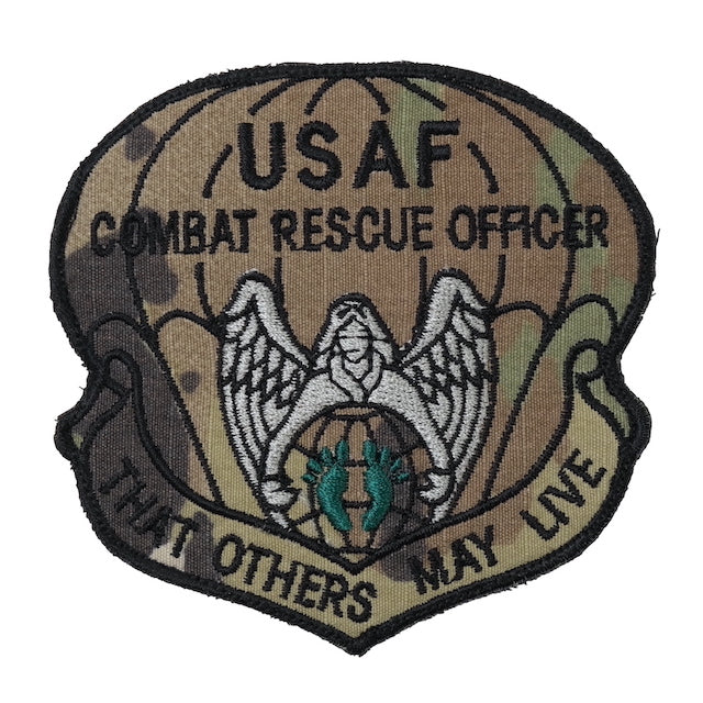 Military Patch（ミリタリーパッチ）USAF COMBAT RESCUE OFFICER ジョリーグリーン OCP生地  [フック付き]【レターパックプラス対応】【レターパックライト対応】