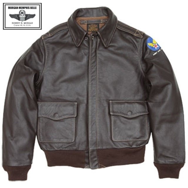 MORGAN MEMPHIS BELLE（モーガン メンフィスベル）Type A-2 Classic レザーフライトジャケット 馬革 ダークブラウン マット仕上げ AFマーク付 WW2 仕様 【中田商店】