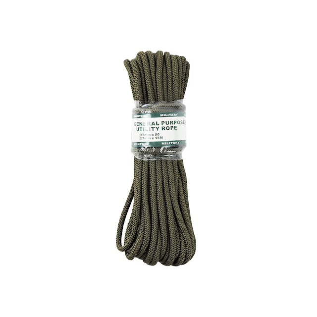 MILITARY（ミリタリー）ユーティリティーロープ  OD【太さ 7mm】[長さ 15m][Utility Rope 7mm]【レターパックプラス対応】