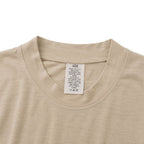 キャプテントム USMC FROG tan silkweight undershirt showing the interior neck label with care instructions