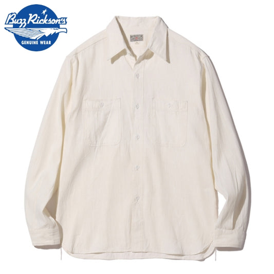 BUZZ RICKSON’S(バズリクソン) L/S CHAMBRAY WORK SHIRT OFF WHITE シャンブレー ワークシャツ オフホワイト [BR25996]【レターパックプラス対応】