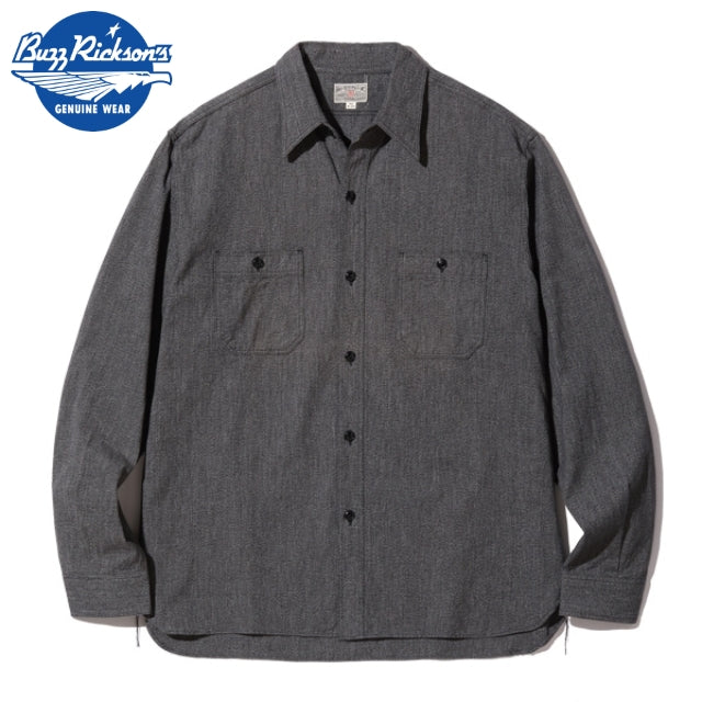 BUZZ RICKSON’S(バズリクソン) COTTON COVERT WORK SHIRTS コットンコバートワークシャツ ブラック [BR26082]【レターパックプラス対応】