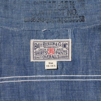 BUZZ RICKSON’S(バズリクソン) L/S CHAMBRAY WORK SHIRT BLUE シャンブレー ワークシャツ ブルー [BR25995]【レターパックプラス対応】