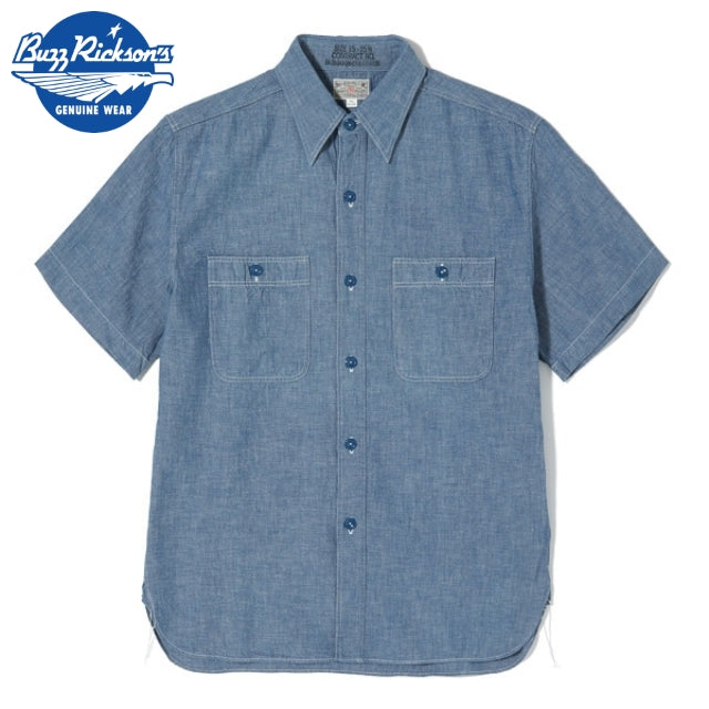 BUZZ RICKSON’S（バズリクソン） BLUE CHAMBRAY WORK SHIRT (SHORT SLEEVE) [BR35856]【レターパックプラス対応】