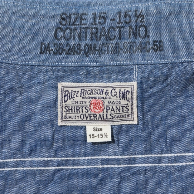 BUZZ RICKSON’S（バズリクソン） BLUE CHAMBRAY WORK SHIRT (SHORT SLEEVE) [BR35856]【レターパックプラス対応】
