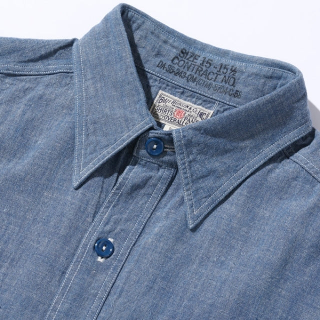 BUZZ RICKSON’S（バズリクソン） BLUE CHAMBRAY WORK SHIRT (SHORT SLEEVE) [BR35856]【レターパックプラス対応】