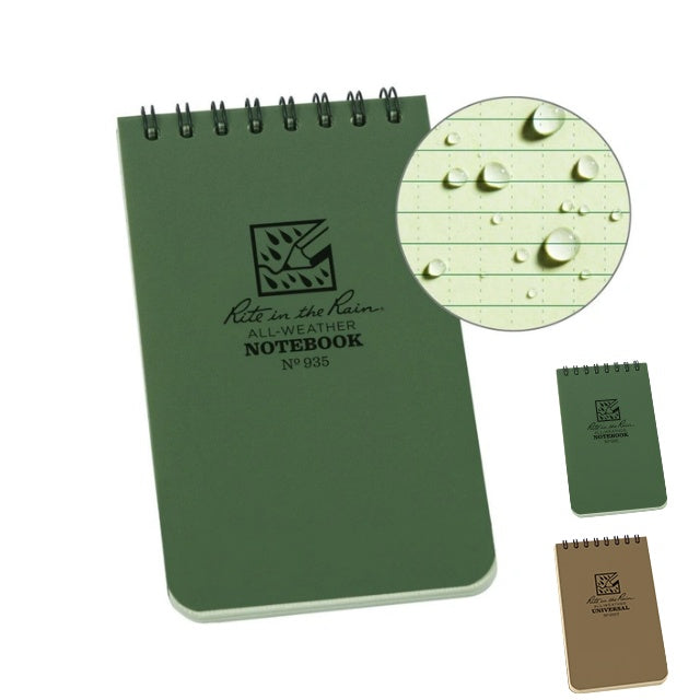 Rite in the Rain（ライトインザレイン）Notebook 3x5 トップスパイラルタイプポケット防水ペーパーノート [2色]【レターパックプラス対応】【レターパックライト対応】