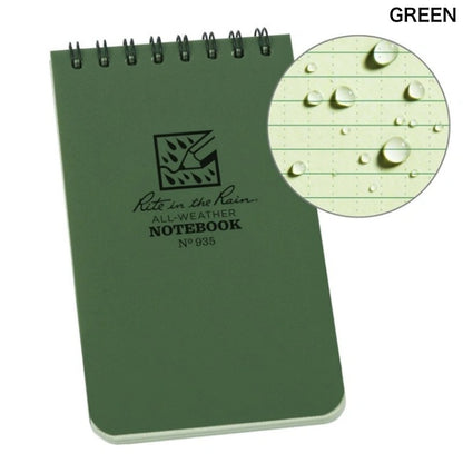 Rite in the Rain（ライトインザレイン）Notebook 3x5 トップスパイラルタイプポケット防水ペーパーノート [2色]【レターパックプラス対応】【レターパックライト対応】