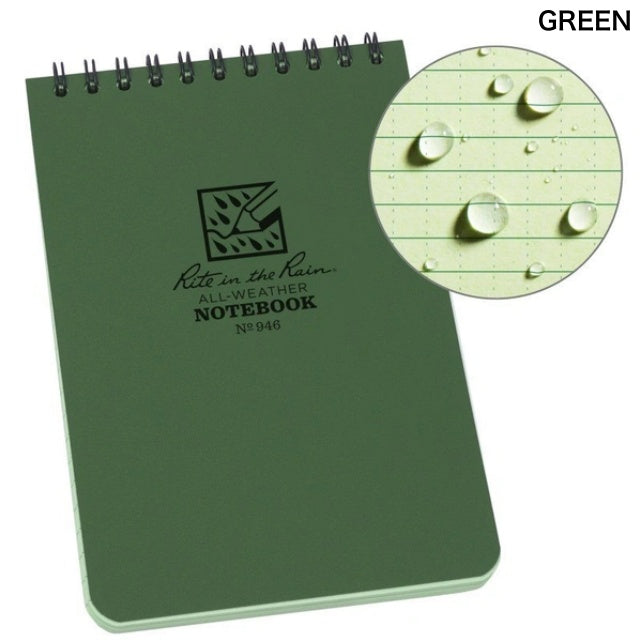 Rite in the Rain（ライトインザレイン）Notebook 4x6 トップスパイラルタイプポケット防水ペーパーノート [2色]【レターパックプラス対応】【レターパックライト対応】