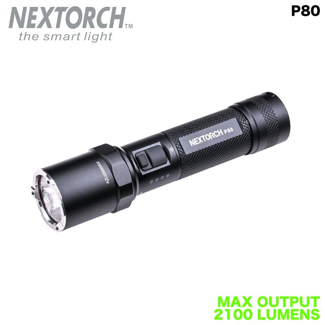 NEXTORCH P80 Flashlight [2100 Lumens] [Rechargeable Flashlight] [3-Level Dimming + Strobe Light]