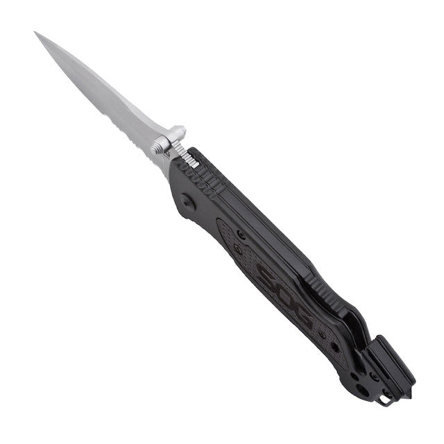 SOG（ソグ）ESCAPE CLIP POINT SATIN SERRATED フォールディングナイフ [エスケープ クリップポイント サテン セレーテッド]