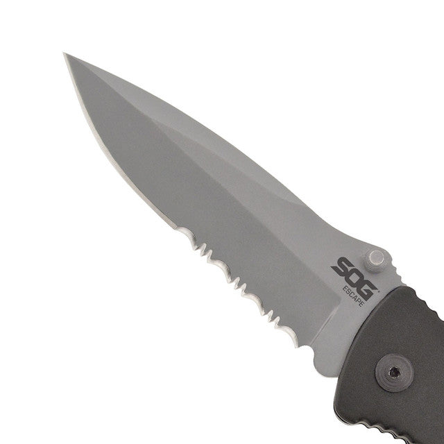 SOG（ソグ）ESCAPE CLIP POINT SATIN SERRATED フォールディングナイフ [エスケープ クリップポイント サテン セレーテッド]