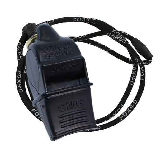 FOX40 SONIK BLAST CMG Whistle with Lanyard [Black] [120dB] [Letter Pack Plus compatible]