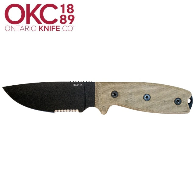 ONTARIO RAT3 Serrated with Nylon Sheath [Rat 3 Serrated Nylon Sheath]