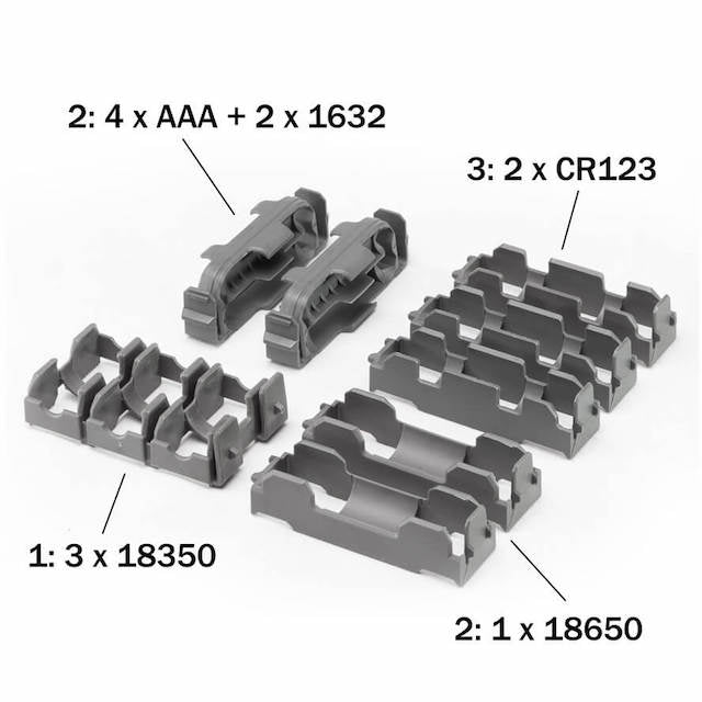 THYRM Modular Insert Pak for CellVault-5M Set of 4 Inserts for CellVault 5M [Set of 4 Compatible with CR123/AAA batteries, etc. 5MAcc002] [Compatible with Letter Pack Plus]