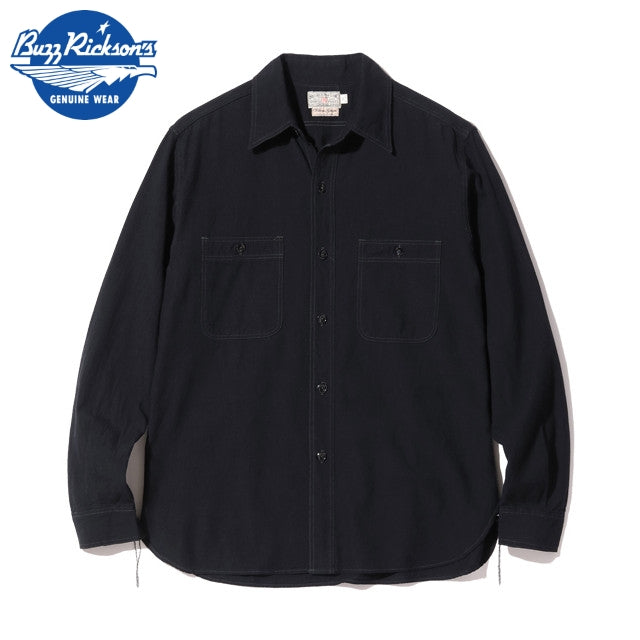 WILLIAM GIBSON （ウイリアム ギブソン） BLACK CHAMBRAY WORK SHIRTS ブラックシャンブレーワークシャツ by BUZZ RICKSON'S バズリクソン [BR29143]【レターパックプラス対応】