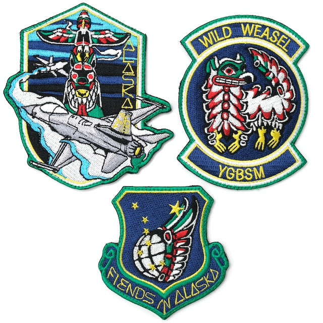 Military Patch（ミリタリーパッチ）FIENDS IN ALASKA WILD WEASEL パッチ 3枚セット [フック付き]【レターパックプラス対応】【レターパックライト対応】