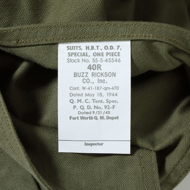 BUZZ RICKSON'S SUITS, HBTOD7 SPECIAL ONE PIECE TYPE M-43 [BR15592]