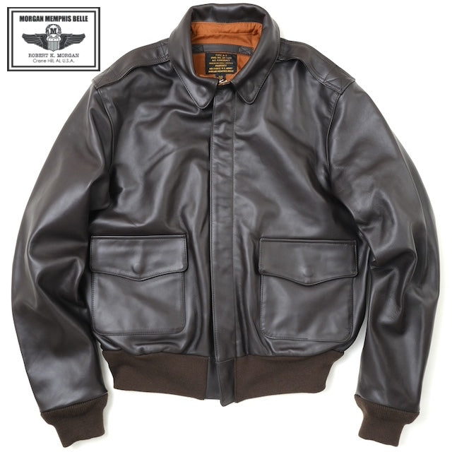 MORGAN MEMPHIS BELLE Type A-2 Classic Leather Flight Jacket [No AF Mark] [With Stand Collar] [Horse Leather] [Dark Brown] [MG-603] [Nakada Shoten]