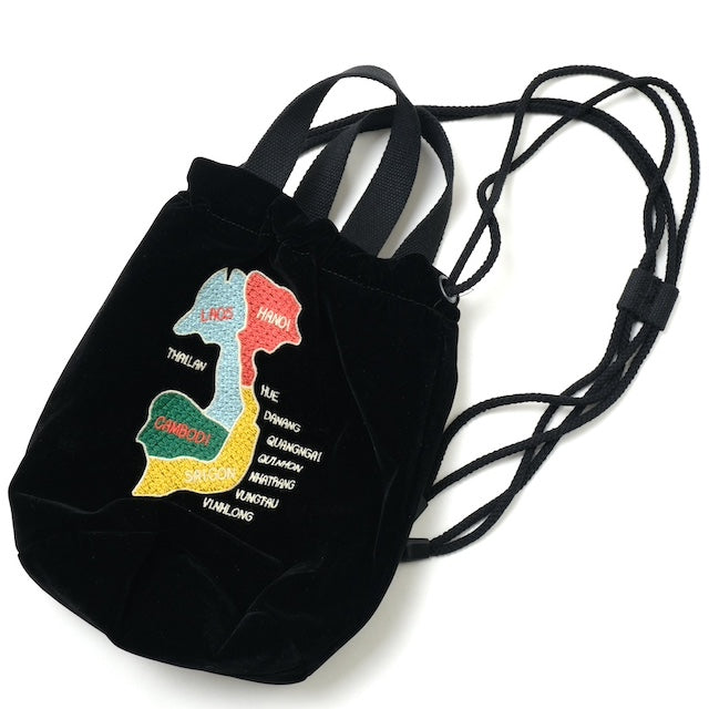 HOUSTON VELVETEEN EFFECT BAG Embroidered Velvet Effects Bag [MAP] [Letter Pack Plus compatible]