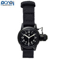 M.R.C. WATCH CO.（モントルロロイ）U.S.NAVY BUSHIP “BLACK OPS” WRIST WATCH [黒色文字盤 白色インデックス] 12時間ブラックダイアル [クォーツ][A-2651]【中田商店】