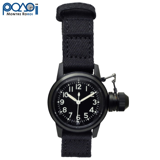 M.R.C. WATCH CO.（モントルロロイ）U.S.NAVY BUSHIP “BLACK OPS” WRIST WATCH [黒色文字盤 白色インデックス] 12時間ブラックダイアル [クォーツ]【中田商店】