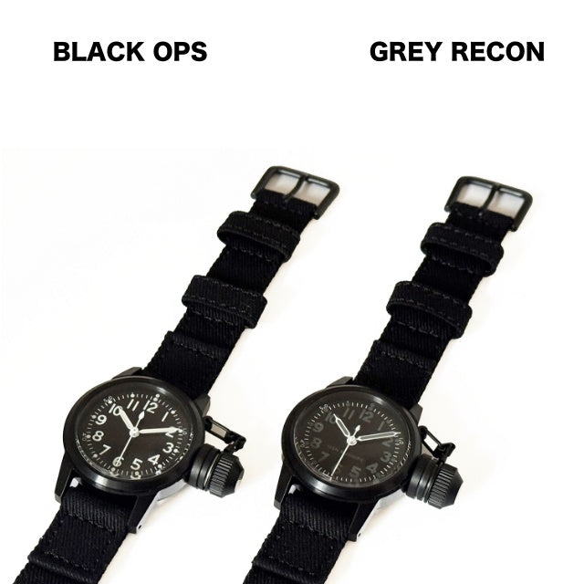 M.R.C. WATCH CO.（モントルロロイ）U.S.NAVY BUSHIP “BLACK OPS” WRIST WATCH [黒色文字盤 白色インデックス] 12時間ブラックダイアル [クォーツ]【中田商店】