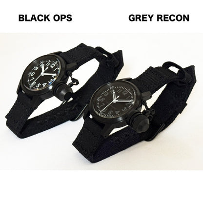 M.R.C. WATCH CO.（モントルロロイ）U.S.NAVY BUSHIP “BLACK OPS” WRIST WATCH [黒色文字盤 白色インデックス] 12時間ブラックダイアル [クォーツ]【中田商店】