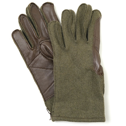 World Surplus French Military Wool Leather Gloves [OLIVE] [Unused] [Letter Pack Plus compatible]