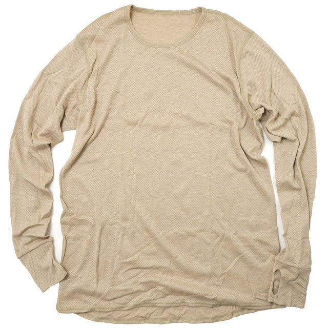 US (U.S. military surplus) ARMY BASE LAYER FLAME RESISTANT L/S UNDERSHIRT [MOISTURE WICKING] [TAN] [Flame-retardant material] [Letter Pack Plus compatible]