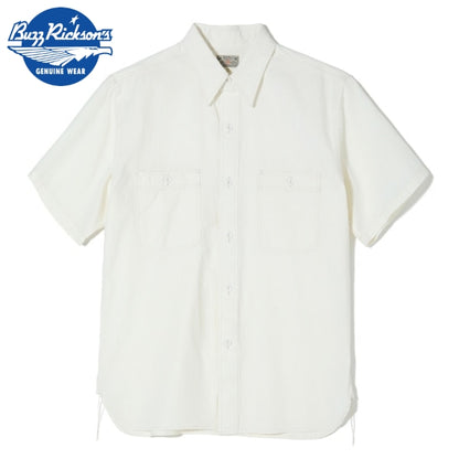 BUZZ RICKSON’S（バズリクソン） WHITE CHAMBRAY WORK SHIRT (SHORT SLEEVE) [BR35857]【レターパックプラス対応】