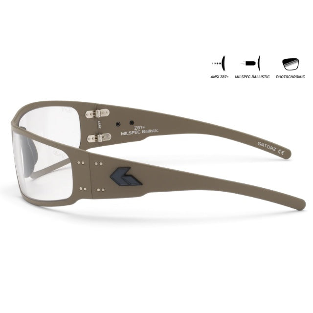 GATORZ ANSI Z87.1+ MILSPEC BALLISTIC MAGNUM ASIANFIT Photochromic Lenses with Cerakote Tan [GZ-01-305]