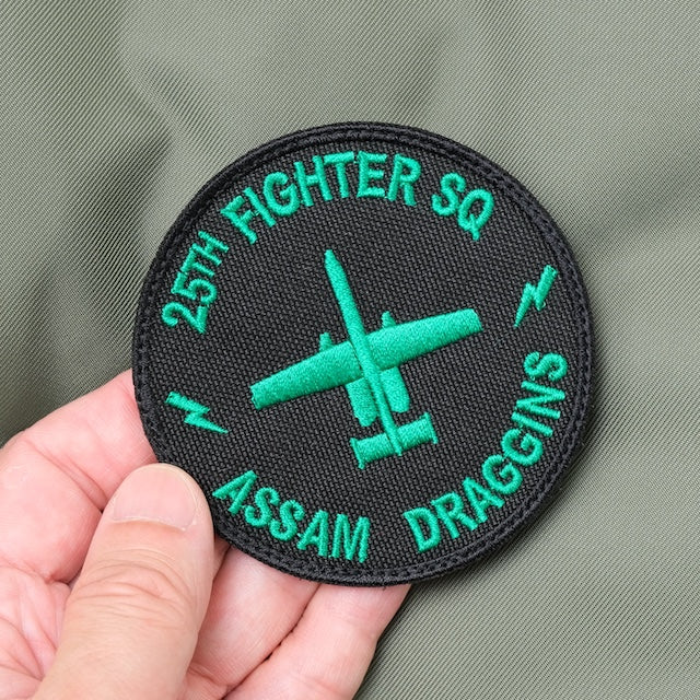 Military Patch（ミリタリーパッチ）25TH FIGHTER SQ ASSAM DRAGGINS ラウンド [フック付き]【レターパックプラス対応】【レターパックライト対応】