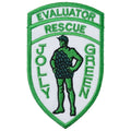 Military Patch（ミリタリーパッチ）EVALUATOR RESCUE ジョリーグリーン シールド型 [2色][フック付き]【レターパックプラス対応】【レターパックライト対応】