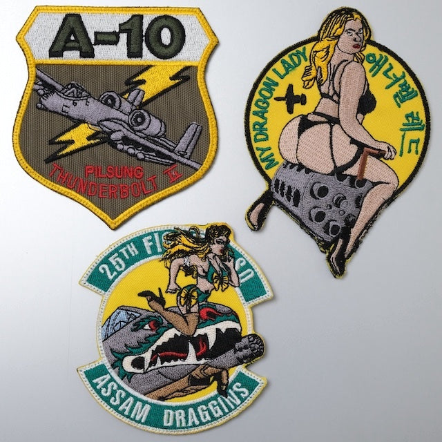 Military Patch（ミリタリーパッチ）25TH FIGHTER SQ MYDRAGON LADY 3枚セット [フック付き]【レターパックプラス対応】【レターパックライト対応】