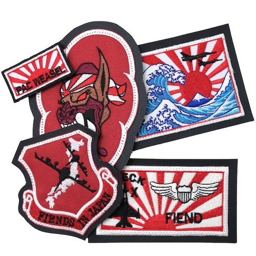 Military Patch PACIFIC AIR FORCE &amp; 18th Wing Set of 2 [Christmas Colors] [With Hook] [Letter Pack Plus Compatible] [Letter Pack Light Compatible]