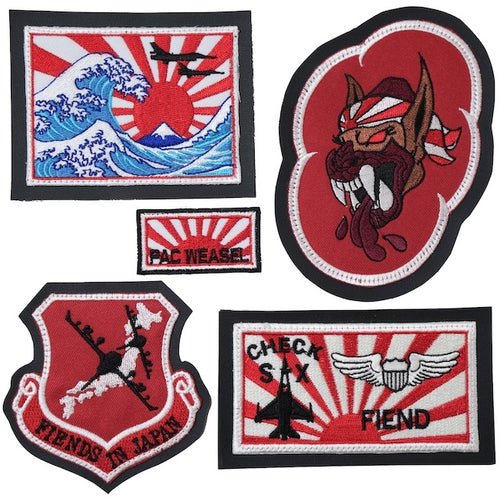 Military Patch PACIFIC AIR FORCE &amp; 18th Wing Set of 2 [Christmas Colors] [With Hook] [Letter Pack Plus Compatible] [Letter Pack Light Compatible]