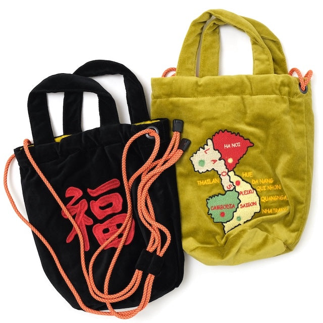 HOUSTON（ヒューストン）VELVETEEN EFECT BAG 刺繍別珍 エフェクトバッグ [MAP][2色]【レターパックプラス対応】