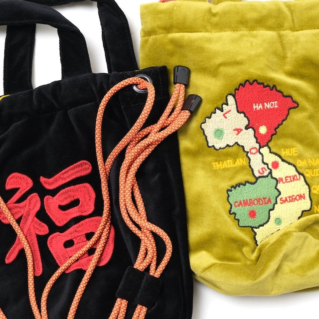HOUSTON（ヒューストン）VELVETEEN EFECT BAG 刺繍別珍 エフェクトバッグ [MAP][2色]【レターパックプラス対応】