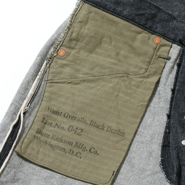 WILLIAM GIBSON by BUZZ RICKSON'S（ウイリアムギブソン バズリクソン）WORLD WAR II BLACK DENIM WAIST OVERALLS [BR43042]