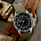 M.R.C. WATCH CO.（モントルロロイ）TYPE A-15 ELASPED TIME 米軍航空時計 KHAKI色布製ストラップ  [クォーツ][WW2 REPLICA][A-2454]【中田商店】