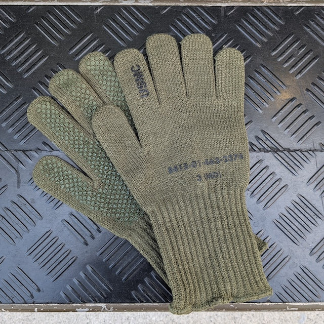 【店頭販売のみ】US（米軍放出品）USMC ニットグローブ OD [ドット グリップ]