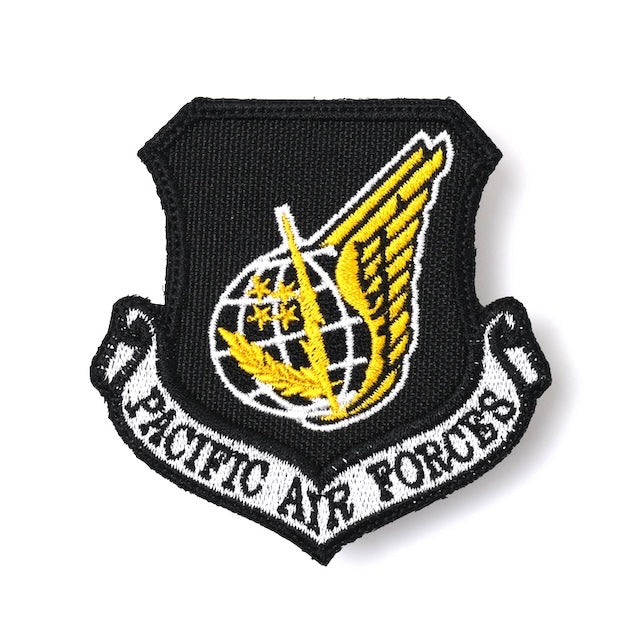 Military Patch（ミリタリーパッチ）PACIFIC AIR FORCE 25th SQ ブラックイエローカラー [フック付き]【レターパックプラス対応】【レターパックライト対応】