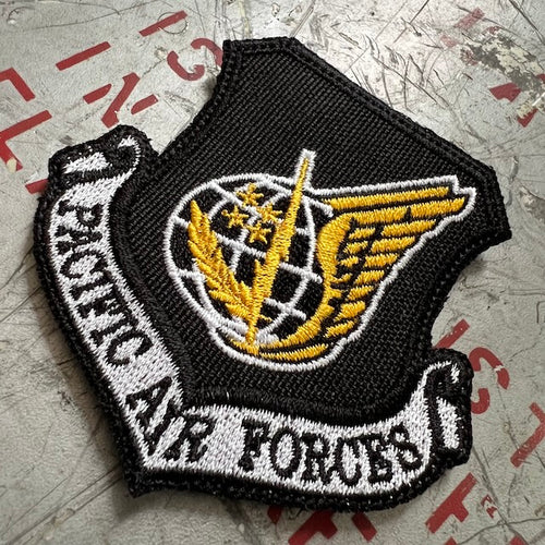 Military Patch PACIFIC AIR FORCE 25th SQ Black Yellow [Hook Backed] [Letter Pack Plus Compatible] [Letter Pack Light Compatible]