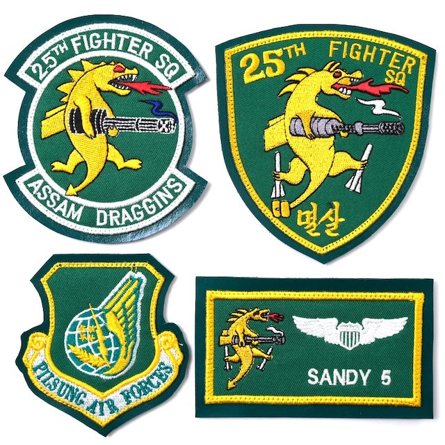 Military Patch（ミリタリーパッチ）25FS レザー用 4枚 セット [フック付き]【レターパックプラス対応】【レターパックライト対応】