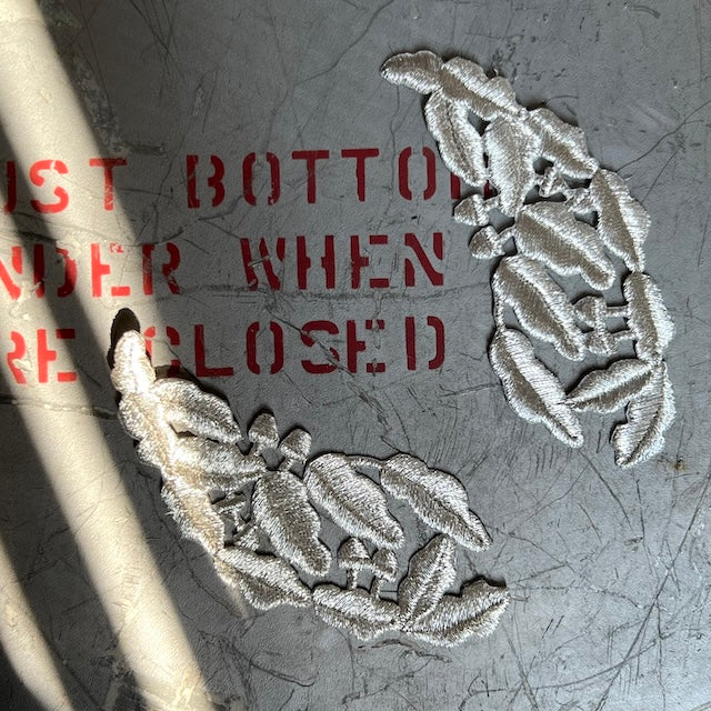 Military Patch（ミリタリーパッチ）米軍 スクランブル エッグ パッチ 将官用 左右セット [シルバー]【レターパックプラス対応】【レターパックライト対応】