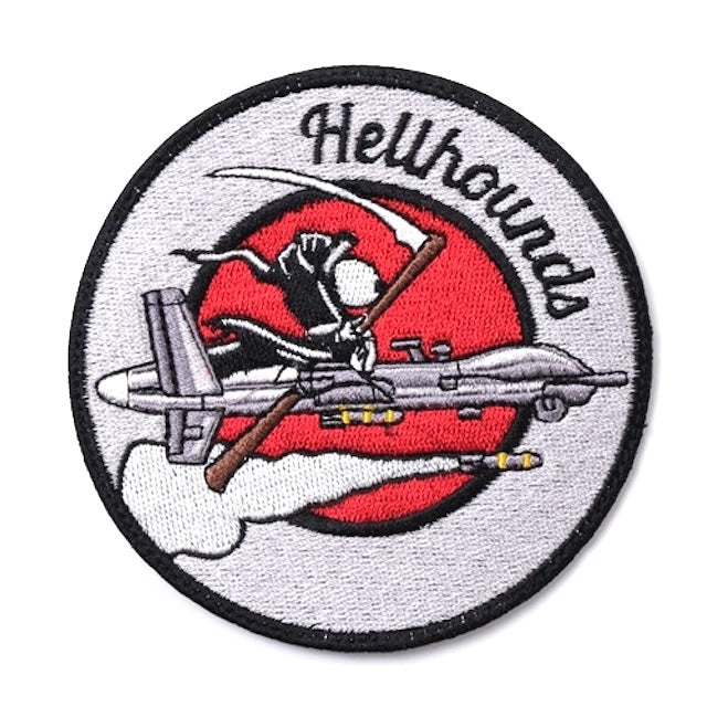 Military Patch（ミリタリーパッチ）Hellhounds MQ-9 パッチ [フック付き]【レターパックプラス対応】【レターパックライト対応】
