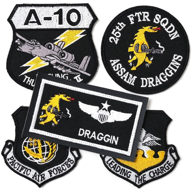Military Patch（ミリタリーパッチ）25th SQ ブラックイエローカラー 5枚 パッチブックセット コレクターズエディション [フック付き]