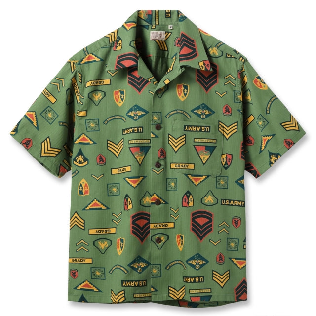 SUN SURF（サンサーフ）COTTON HERRINGBONE HAWAIIAN SHIRT “INSIGNIA OF ARMY" [SS39696]